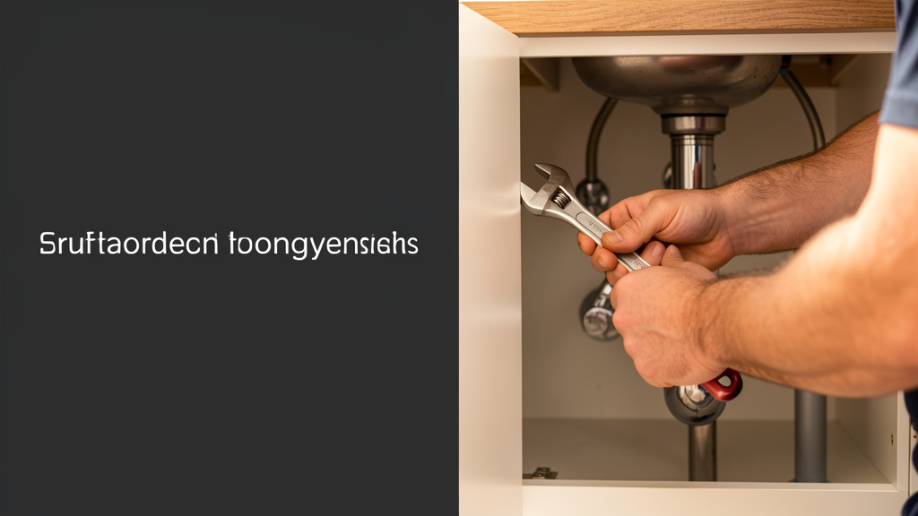 Hands tightening plumbing below a sink